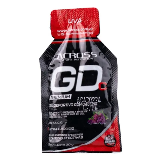 Gel Deportivo Con Cafeína Across 12 Unidades 20Gr Sabor Uva