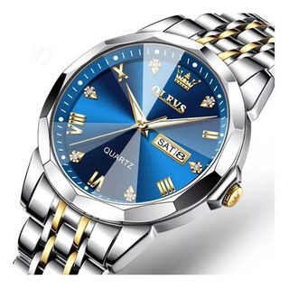 Reloj Hombre Correa Acero Resistente Al Agua Azul Reloj Hombre Correa Acero Resistente Al Agua Azul