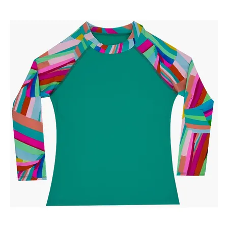 Polera Niña Protección Uv Estampado Verde