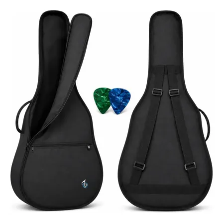 Capa Bag Para Violão Folk E Clássico e Duas Palhetas Bolso Frontal Grande Alça Dupla Zipe…