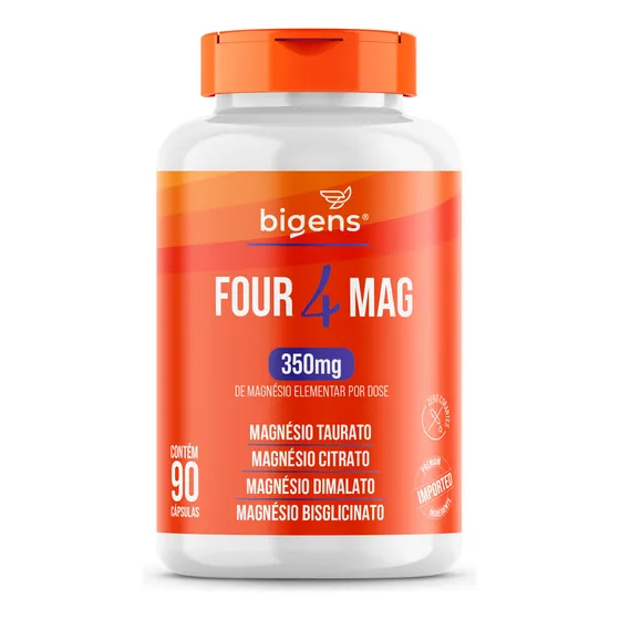 Four 4 Mag - Blend Com 4 Tipos De Magnésio (taurato, Citrato, Dimalato, Bisglicinato) 350mg Elementar | 90 Caps | Bigens