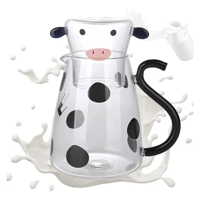 Set De Jarra De Vidrio Decorativo 1800ml Modelo Vaca