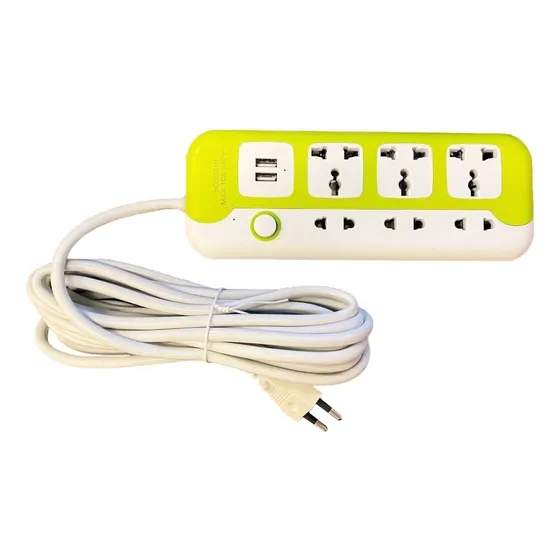 Alargador Zapatilla Eléctrica 6 Posiciones 2 Usb 5 Metros