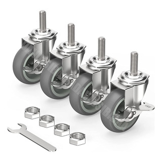 3/8 3 Pulgad Caucho Con Freno Giratoria Ruedas Rodaja 4pcs 3/8 3 Pulgad Caucho Con Freno Giratoria Ruedas Rodaja 4pcs