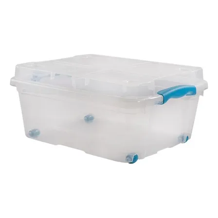 Caja Organizadora Con Ruedas 15 Lts Plástica Transparente