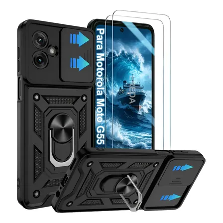 Capa Capinha Anti-impacto Para Motorola Moto G55 + 2película Preto