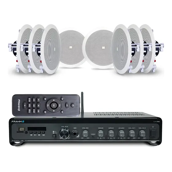 Kit Som Ambiente Frahm 3700 Bt + 08 Arandelas Jbl De Embutir