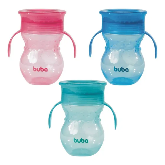 Vaso antigoteo Buba 360 con asa para entrenamiento infantil, color verde