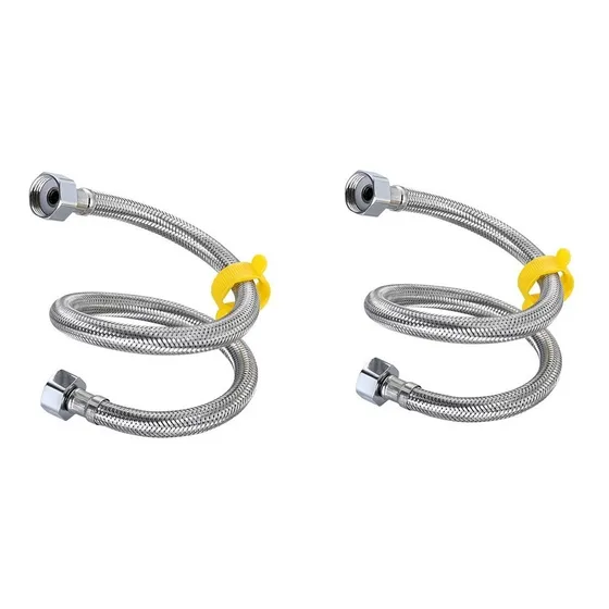 2 Mangueras Tipo Coflex 60cm Lavabo Tramado Acero Inox.