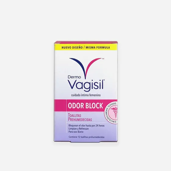 Toallas de Higiene Íntima Femeninas Vagisil Odor Block 12 Unidades Individuales