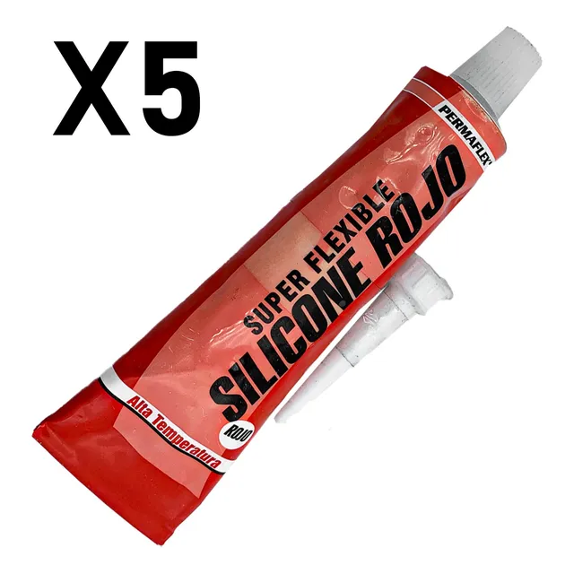 Silicone Sellador Alta Temp Rojo Flexible 75g Permaflex X 5