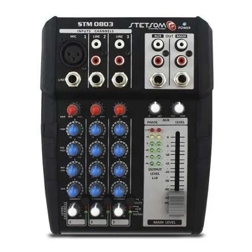 Mesa Som Stm-0803 Stetsom 3 Canais 4 Bandas Giro De Fase
