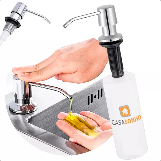 Dispenser Dosador De Detergente Para Embutir Aço Inox 500ml Casasonho