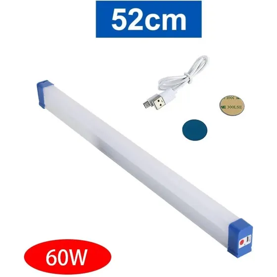 Lampara T5 Led Recargable Emergencia 60w Usb Portatil 52 Cm