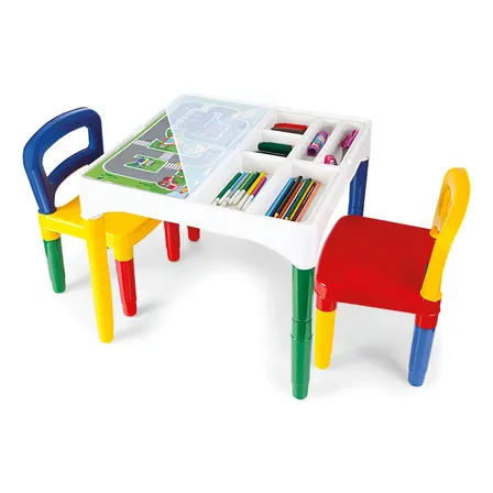 Mesa Didática Mesinha Infantil Poliplac 2 Cadeiras 3 Adesivo Multicolor