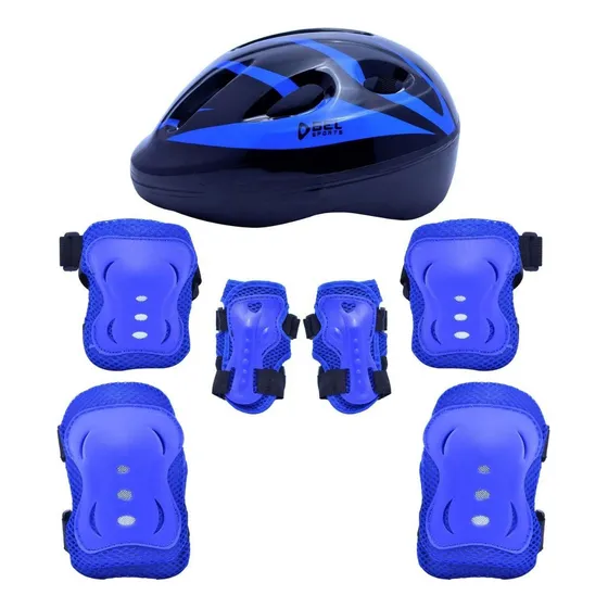 Kit Super Radical Proteção Infantil Completo 3 Cores Tam. M Cor Azul