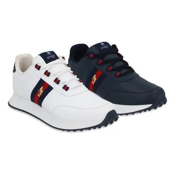 Tenis Sneakers Casual Mujer Polo Color Blanco Y Azul Duo 739