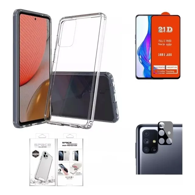 Case Transparente Para Samsung A71 + Mica Pantalla Y Cámara