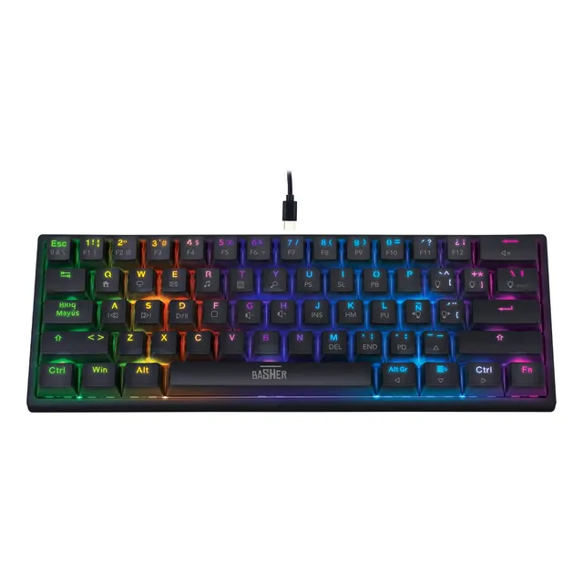 Teclado Alámbrico Gamer Basher Led Rainbow, Bash-1002