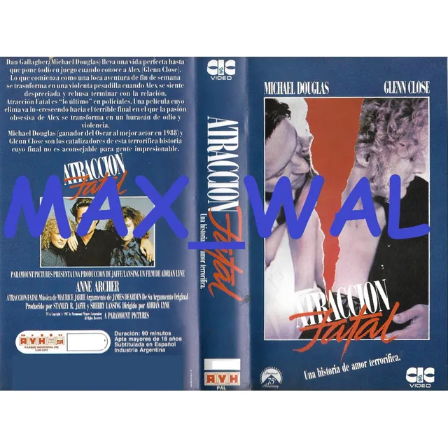 Atraccion Fatal Vhs Michael Douglas Glenn Close 1987