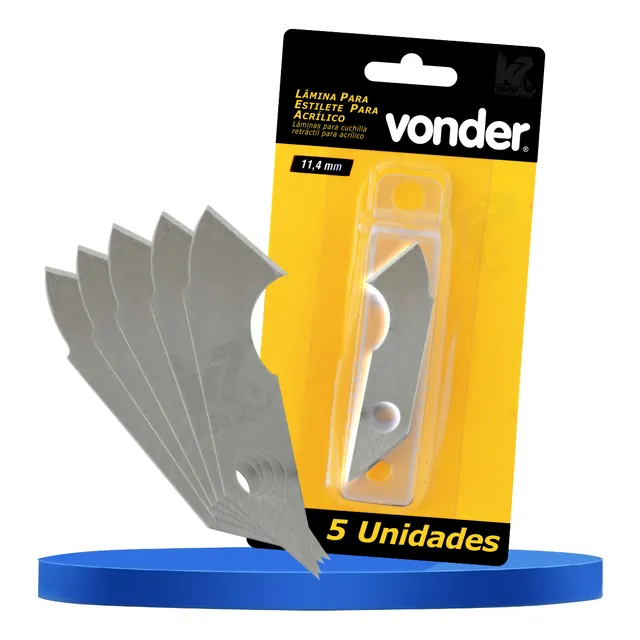 Kit 5 Lâminas Para Estilete Acrílico Vonder Em Aço Carbono