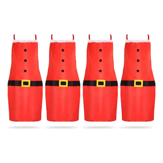 Patelai 4 Delantal Rojo Navidad Papa Noel Cocina Para Mujer