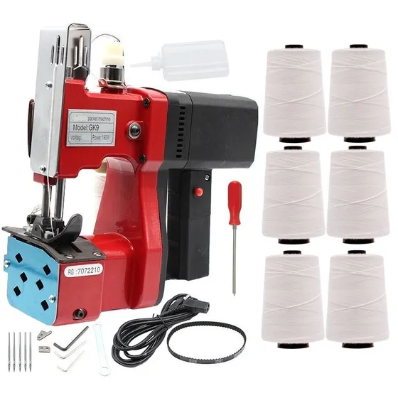 Kit Máquina Costura Saco Sacaria Portátil 6 Linha E Agulha Cor Vermelho Voltagem 220v Consermaq