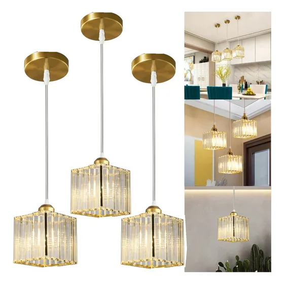 Lámpara De Techo Colgante Cristal Vintage Moderna 3 Piezas