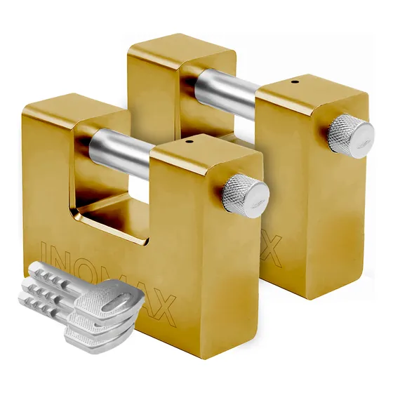 Candado X2 Perno Horizontal 80mm Blindado Inviolable Dorado