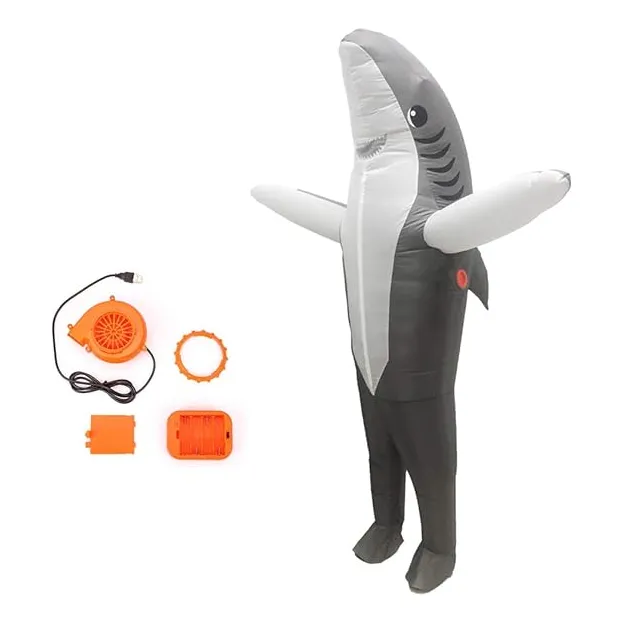 Disfraz Inflable De Tiburón Gris Adulto