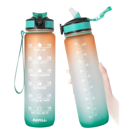 Botella De Agua Motivacional Botella Termo Deportiva 1 Litro Color Verde Botella De Agua Motivacional Botella Termo Deportiva 1 Litro Color Verde