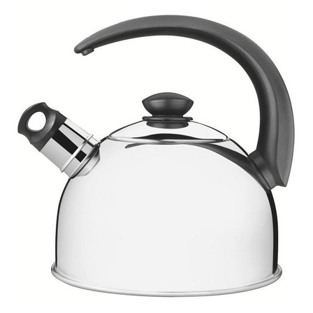 Chaleira Com Apito Em Aço Inox Cabo Preto 2,1 Litros Cor Prata E Preta Tramontina Chaleira Com Apito Em Aço Inox Cabo Preto 2,1 Litros Cor Prata E Preta Tramontina