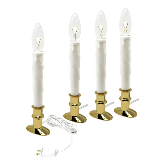 Vela Electrica Led Bombilla Transparente Temporizador Base 4