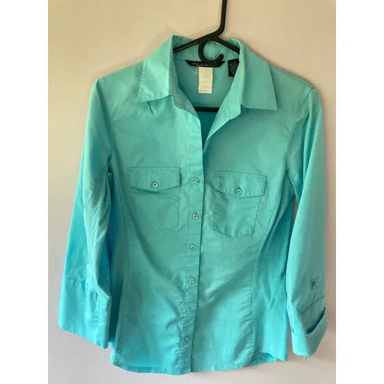 Camisa De Dama Talla S - Azul Casual Marca Zac & Rachel