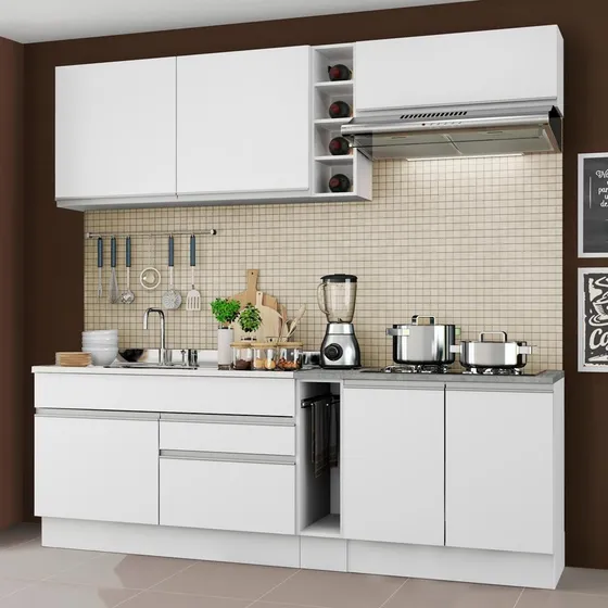 Cocina Integral Modular Madesa Parma 220cm Bb Color Blanco