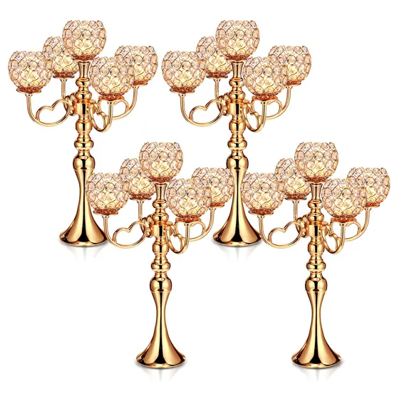 Tioncy 4 Portavela Cristal Dorado 5 Brazo 21.5  Alto Centro
