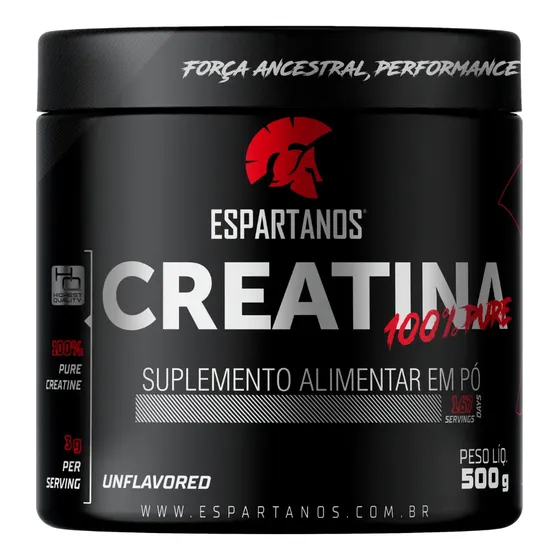 Creatina Monohidratada 500g Suplemento em pó 100% Pura Espartanos Sem sabor