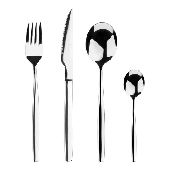 Set Cubiertos Volf Vento 24 Piezas Color Plateado Pack Armado