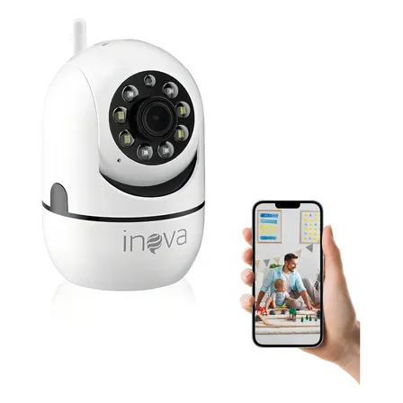 Câmera Interna De Segurança Inteligente Para Casa Hd 1080p Com Visão Noturna Detecção De Movimento Monitorando A Câmera Inova Cases Branco