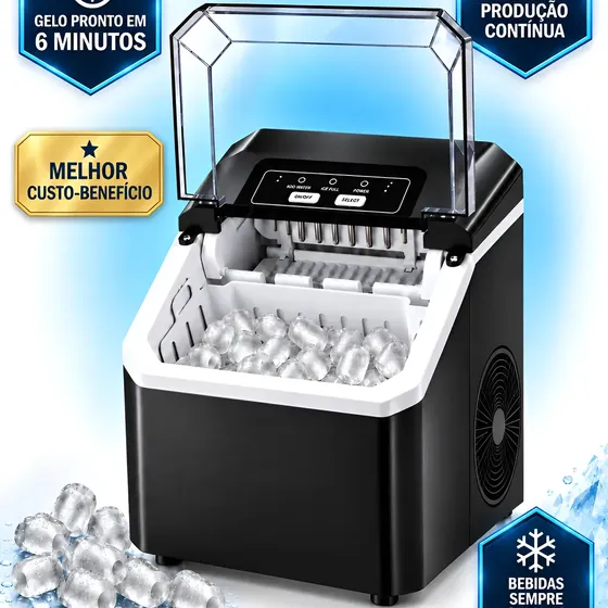 Máquina Gelo Rápido Portátil Automática 12kg Turbo Premium