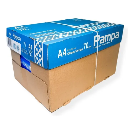 Kit 10 Resma Pampa A4 multifunción de 500 hojas de 70 gr color blanco