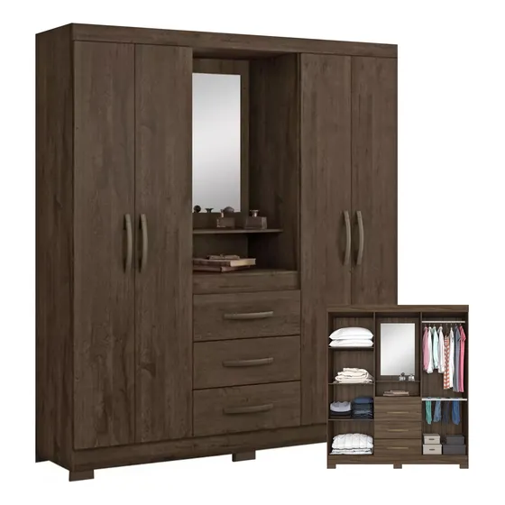 Ropero 4 Puertas 3 Cajones Con Espacio Incluye Espejo 