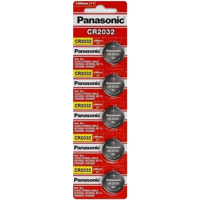 Pila Panasonic CR2032 Botón - pack de 5 unidades