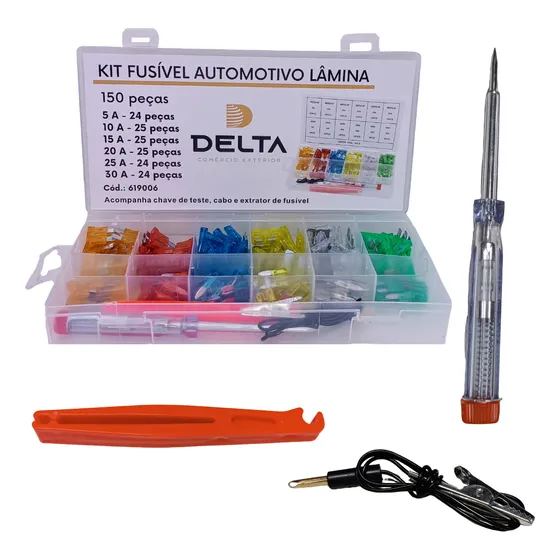 Kit 150 Fusivel Autotivo Lamina Diversas Medidas Amperes Titanium Power Parts