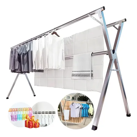 Varal De Chão Roupas Dobrável Grande Aço Inoxidável 80kg Branco
