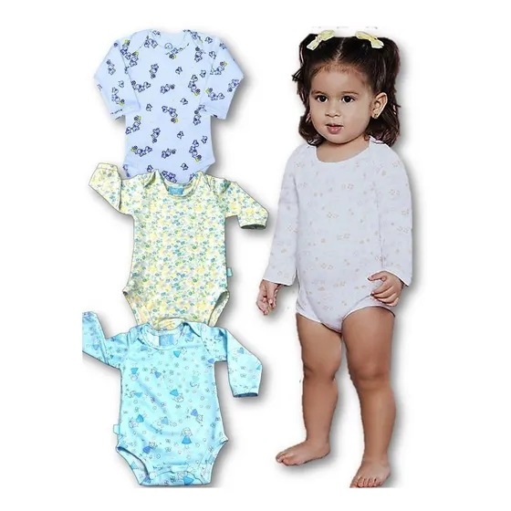 Bodys Mameluco Estampado Manga Larga En Algodón Bebes Bodi