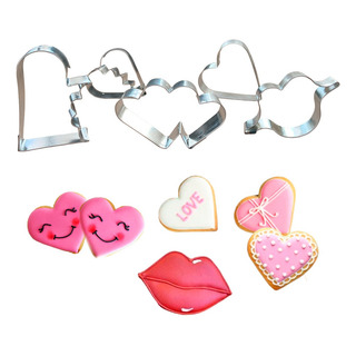 Cortadores De Galletas Decoradas Corazones Febrero 5 Pzas Cortadores De Galletas Decoradas Corazones Febrero 5 Pzas