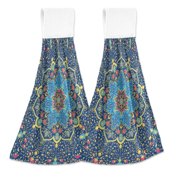 Alaza 2 Toalla Cocina Islamico Indio Floral Absorbente Mano