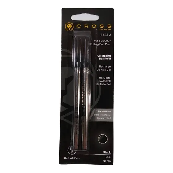 Tanque Repuesto Cross Roller Tinta Gel Blister X 2 U Color de la tinta Negro (8523-2) Color del exterior Plateado