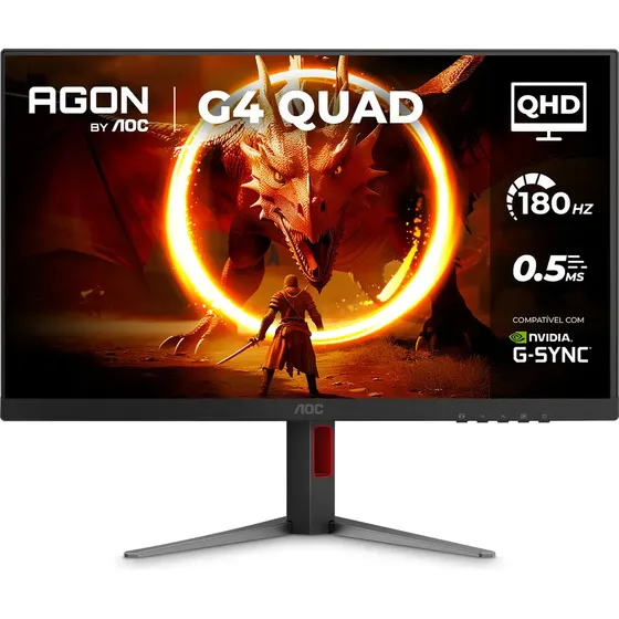 Monitor Gamer AOC AGON QUAD 27" QHD 180Hz 0,5ms IPS HDR10 Base Ajustável Q27G4F Preto